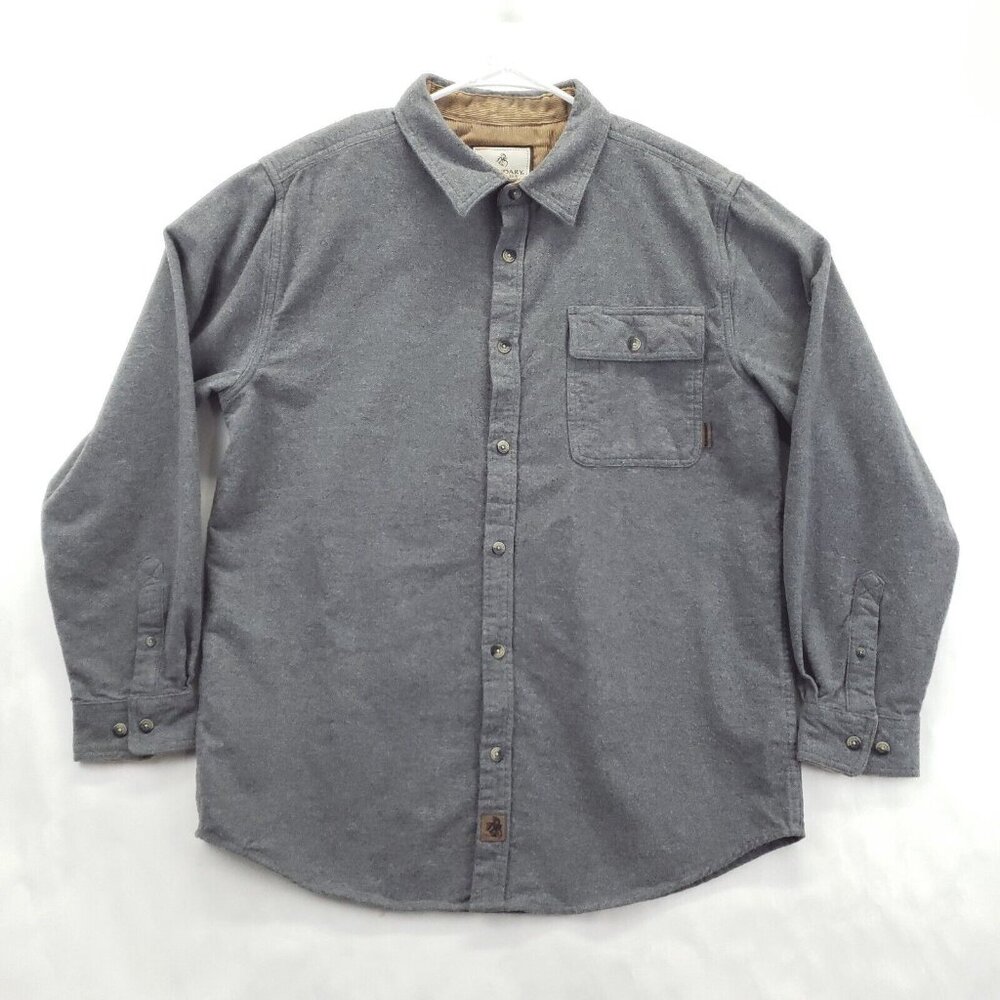 Legendary Whitetails Buck Camp Shirt Mens L Gray Flannel Long Sleeve Button-Up